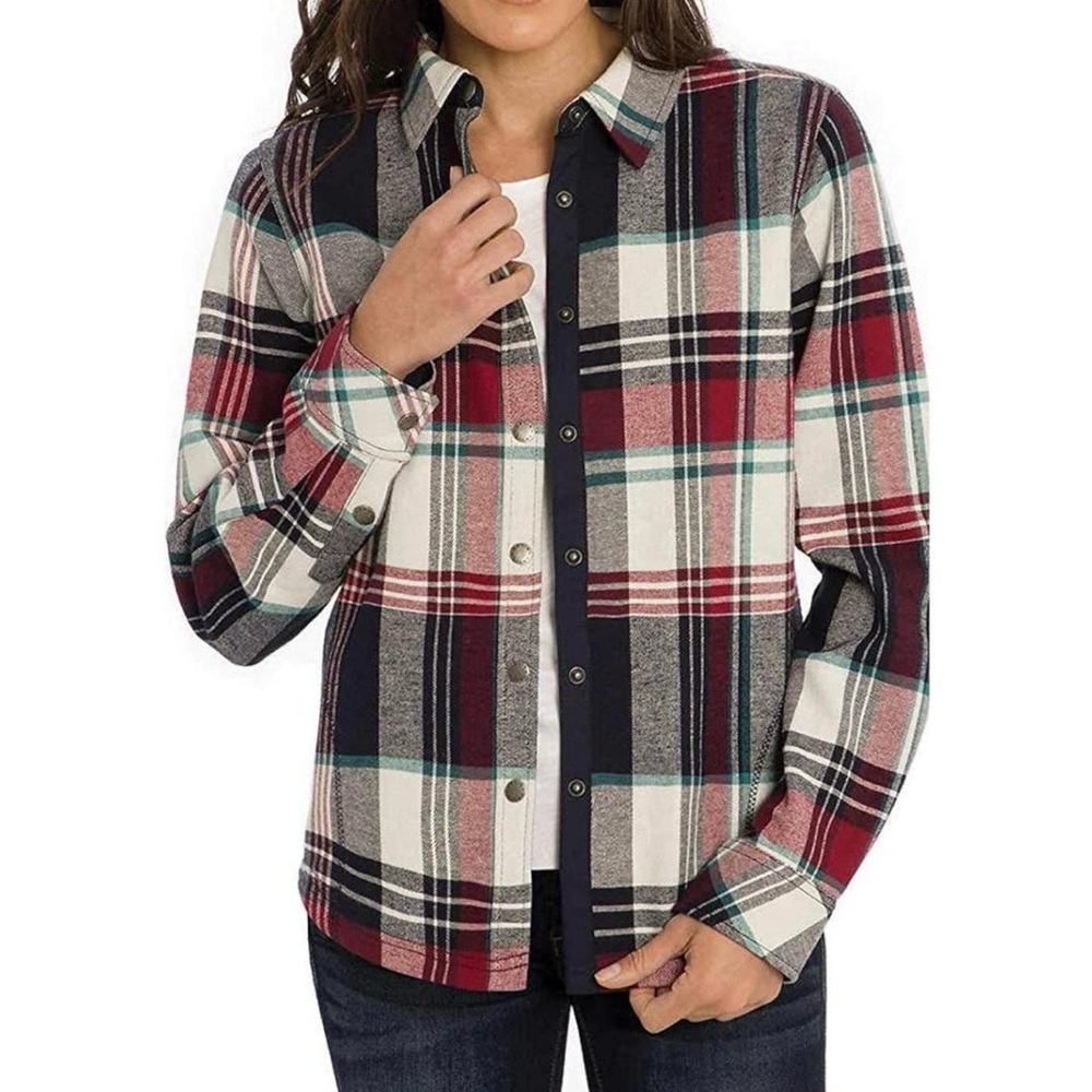 Orvis Pinnacle Shirt Jacket Plaid Women’s Small Classic Collection Snap-Up